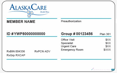 Download Alaska health insurance card Photoshop template